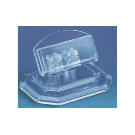 Supports étiquettes à poser - Socle PVC cristal inclinable