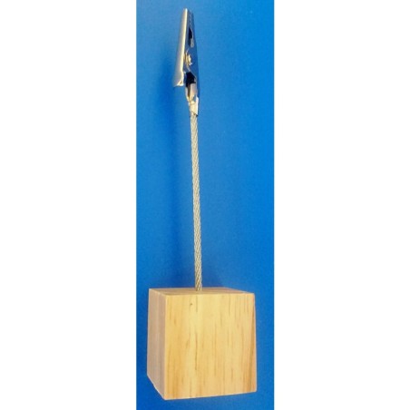 Socle cube bois naturel à pince crocodile