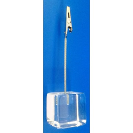 Socle cube bois naturel à pince crocodile