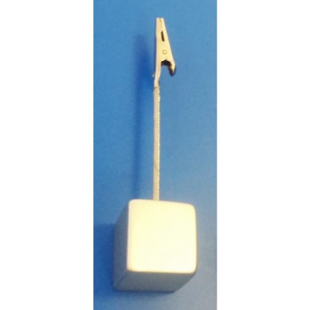 Socle cube bois naturel à pince crocodile