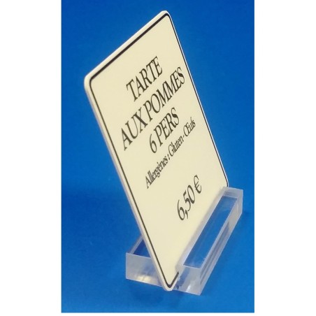 Supports étiquettes à poser - Socle rectangle plexi transparent à 1 rainure