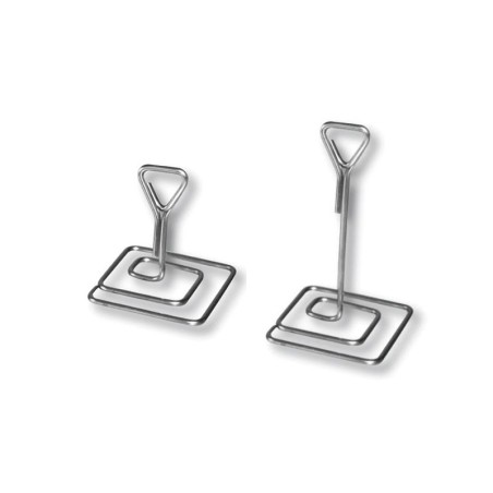 Supports étiquettes à poser - Socle à pince inox anneau