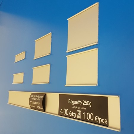 Glissière porte-étiquettes murale - ton argent