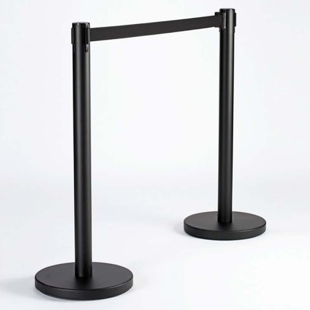 Lot de 2 Poteaux à sangle enrouleur sur socle