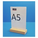 5 Supports plexi - sur socle bois - vertical droit à poser - 2 faces