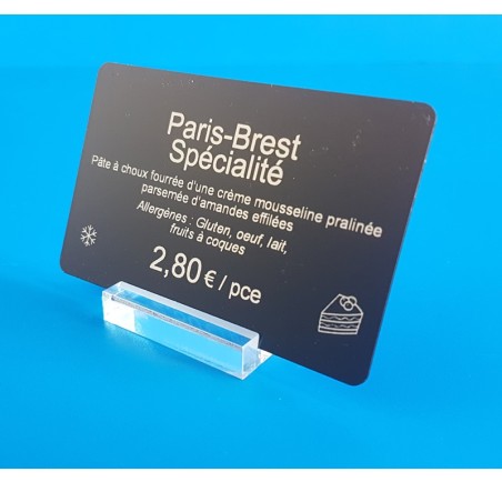 Supports étiquettes à poser - Socle rectangle plexi transparent à 1 rainure