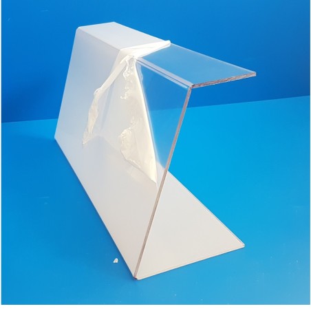 Protecteur survitrine plexi - base 200 x Ht 300 x retour 100 mm - lg 1000 mm