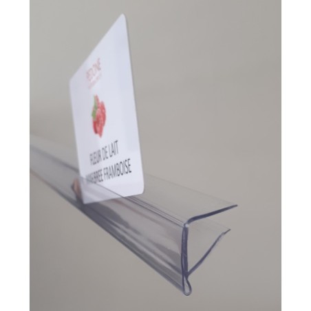Profil monobloc porte-étiquettes pince tablette verre - ht 20 x lg 1000 mm