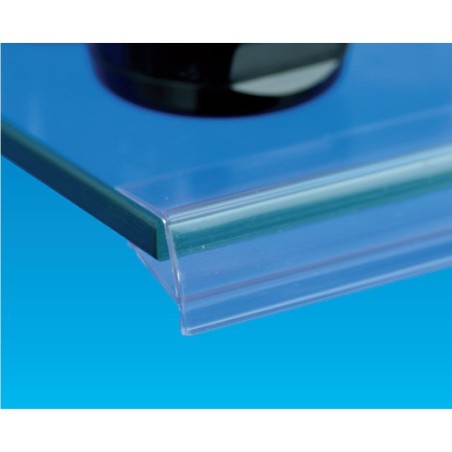 Profil monobloc porte-étiquettes pince tablette verre - ht 20 x lg 1000 mm