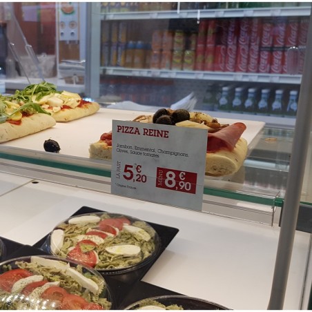 Profil monobloc porte-étiquettes pince tablette verre - ht 20 x lg 1000 mm