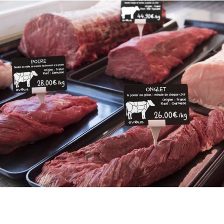 25 Piques prix PVC blanc 2 positions EV