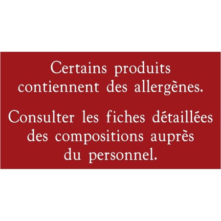 Pancarte d'information Allergènes - 123 128AG