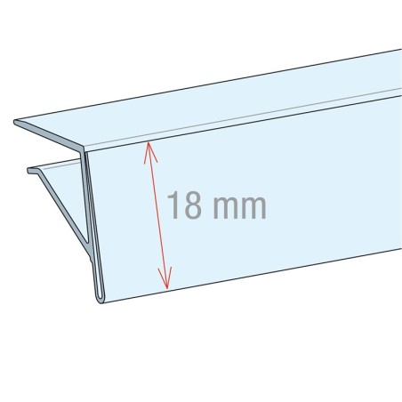 Profil monobloc porte-étiquettes pince tablette verre - ht 20 x lg 1000 mm