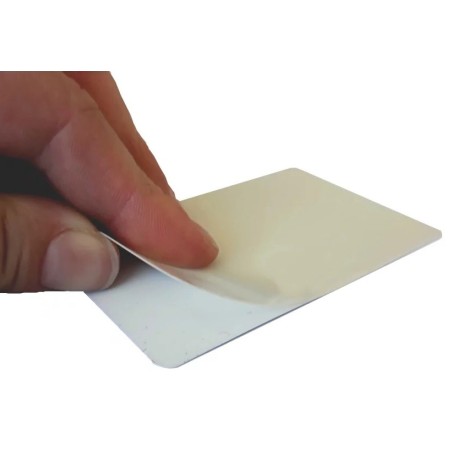 Cartes adhésives pvc Blanc brillant 54 x 86 mm - par 200 ou 500 ex