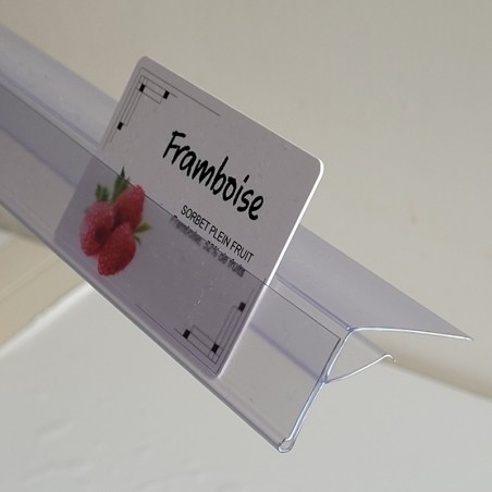 Profil monobloc porte-étiquettes pince tablette verre - ht 26 x lg 1000 mm